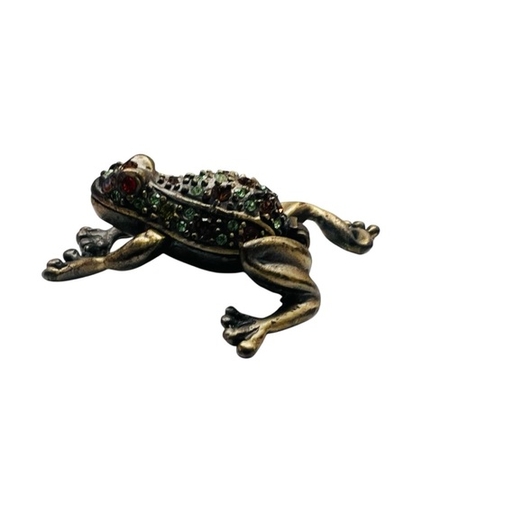 Vintage Jeweled Miniature Frog Trinket Box - Picture 5 of 8
